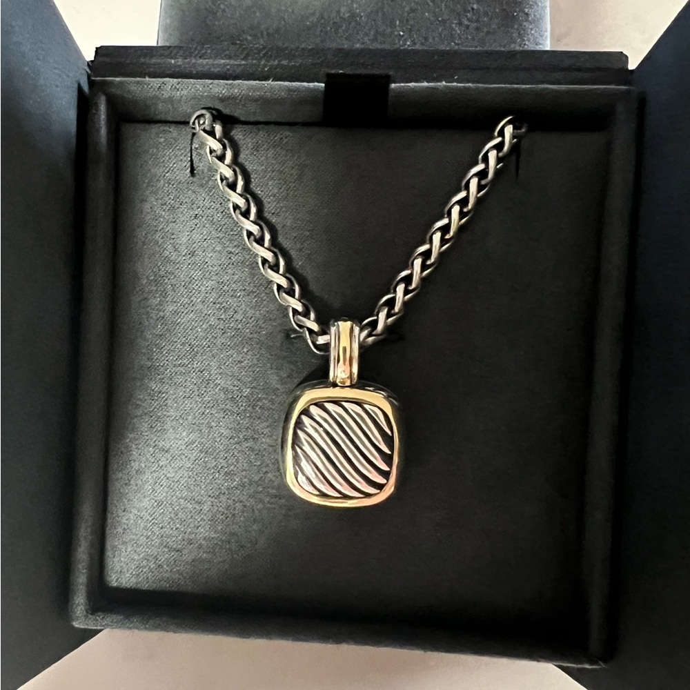 David Yurman 20” Wheat Chain and Silver 18k Gold Sculpted Cable Enhancer